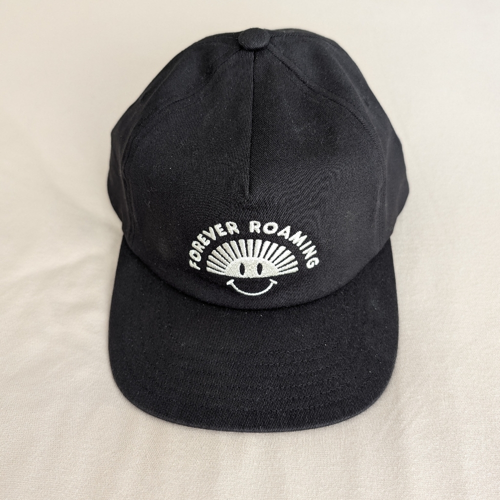 Roark Black Cap with Embroidered Smiley